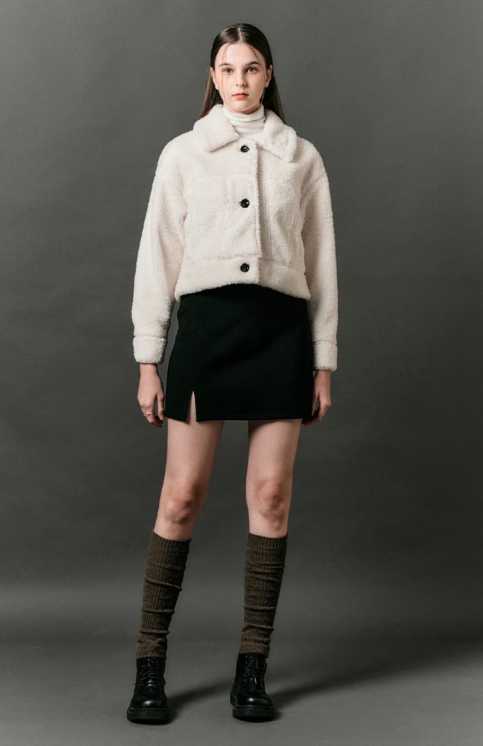 시티팝즈 크롭 오버핏 양털 겨울 무스탕 [화이트] 퍼 ver. 상품이미지2