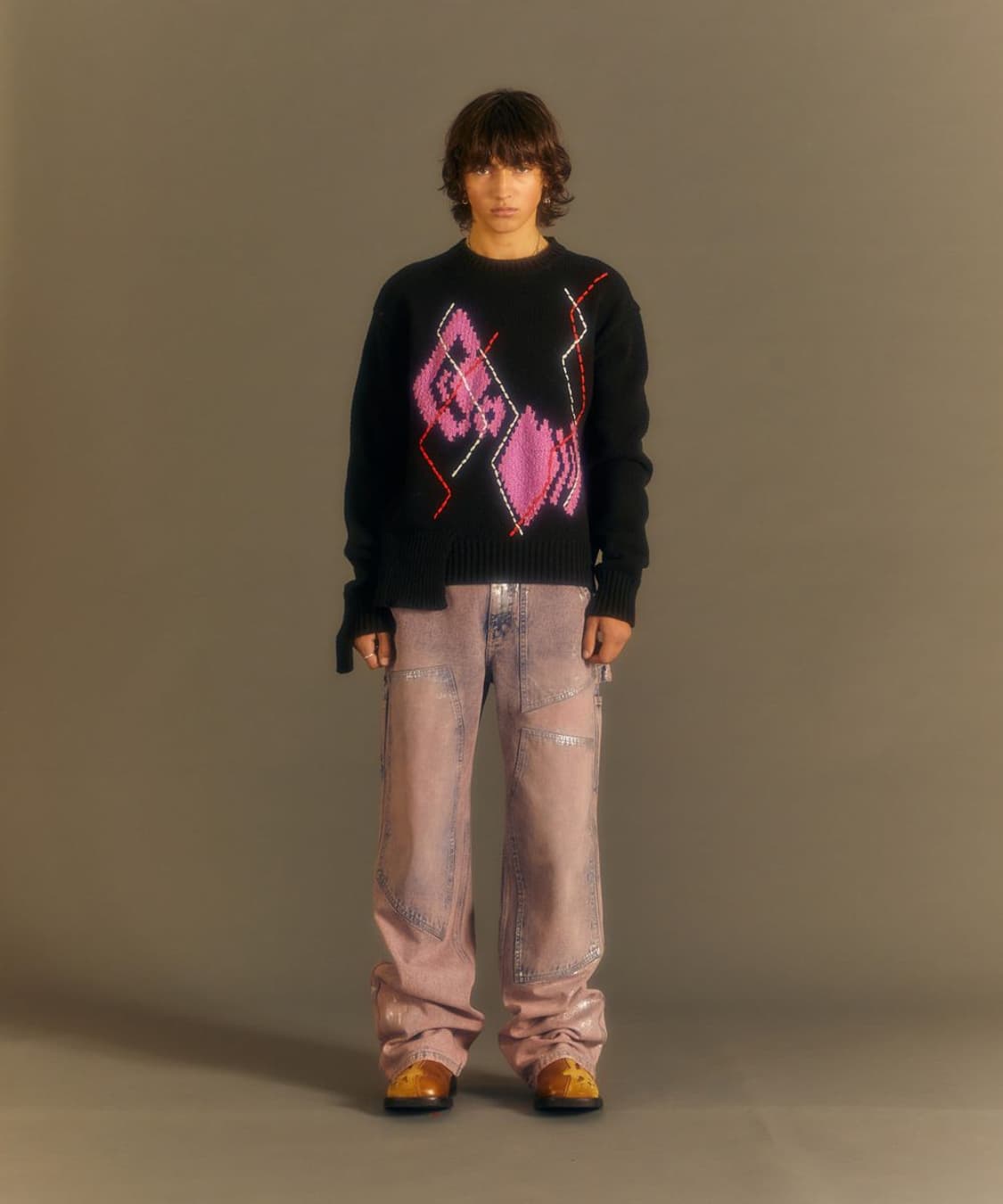 앤더슨벨 아가일 크루넥 니트(L) 상품이미지2