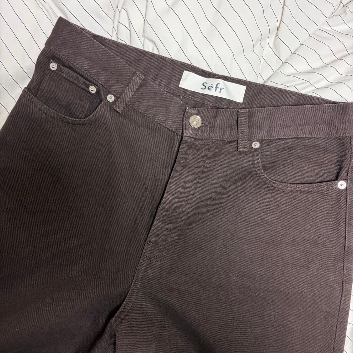 [32] Sefr 워시드 브라운 와이드 컷 데님 상품이미지1