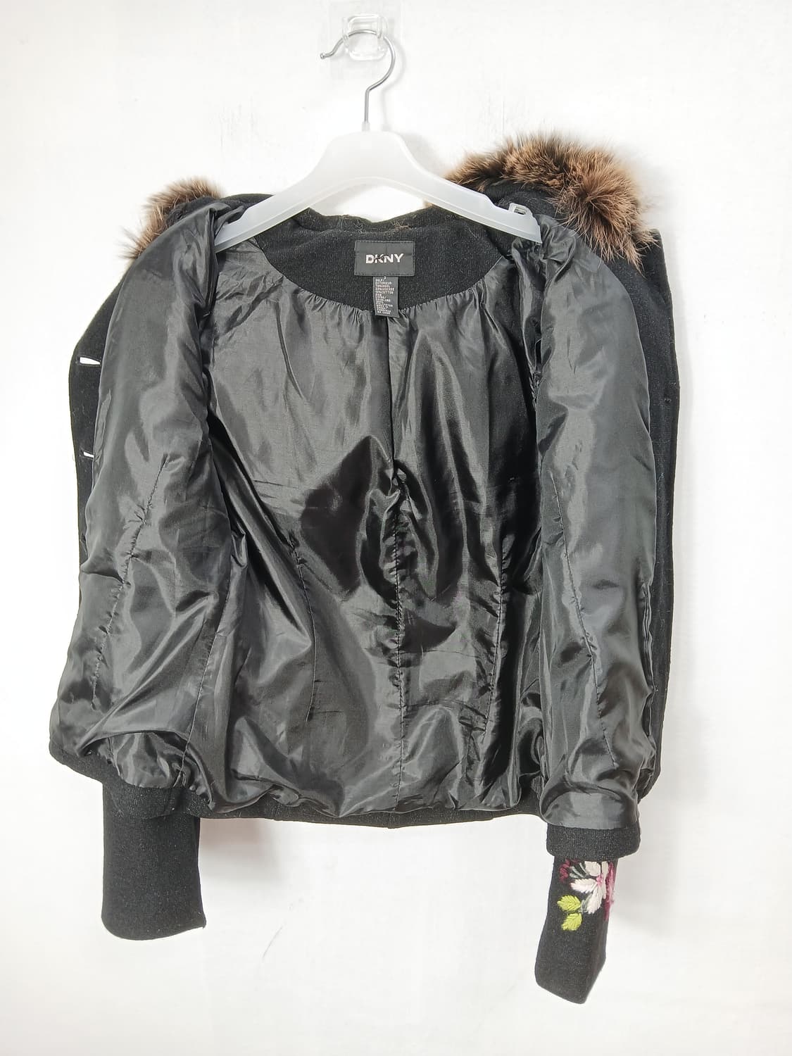 DKNY 빈티지 꽃 자수 후드 블랙자켓 85 XS 상품이미지10