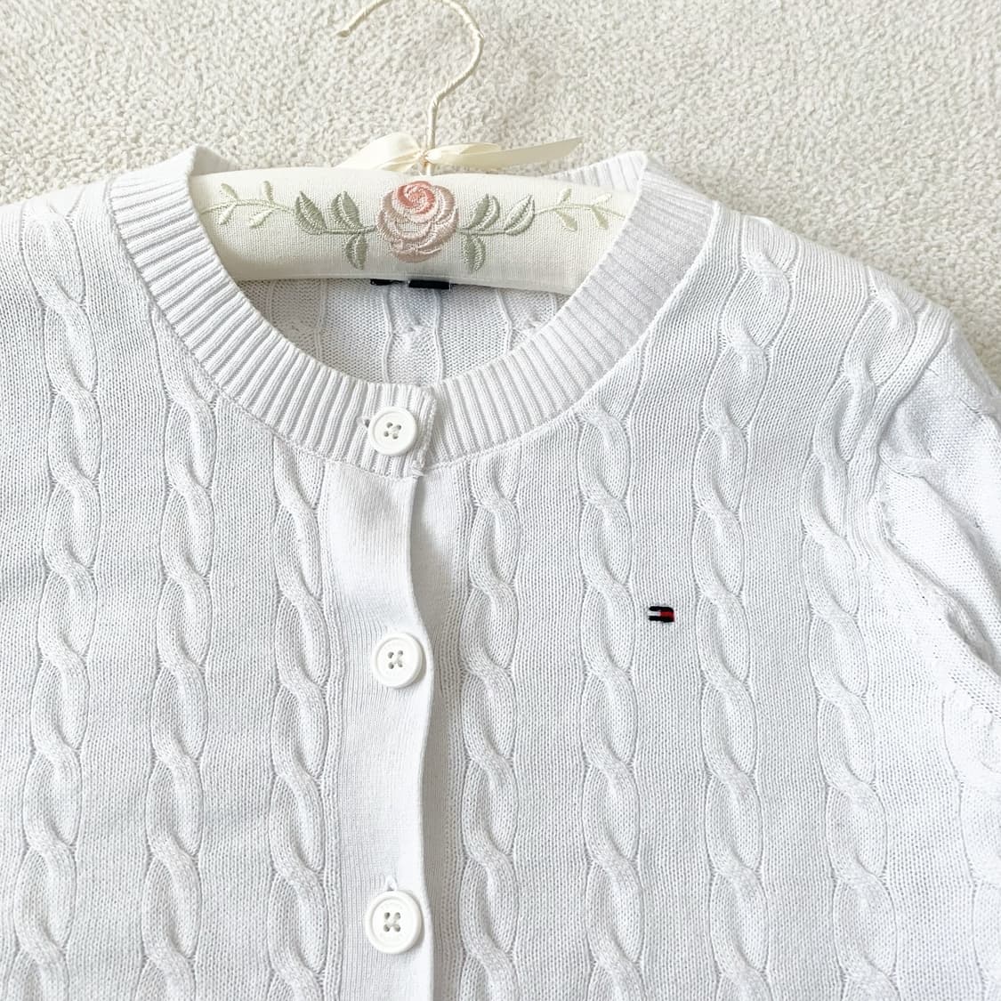 타미힐피거 미니로고 꽈배기 가디건 상품이미지2