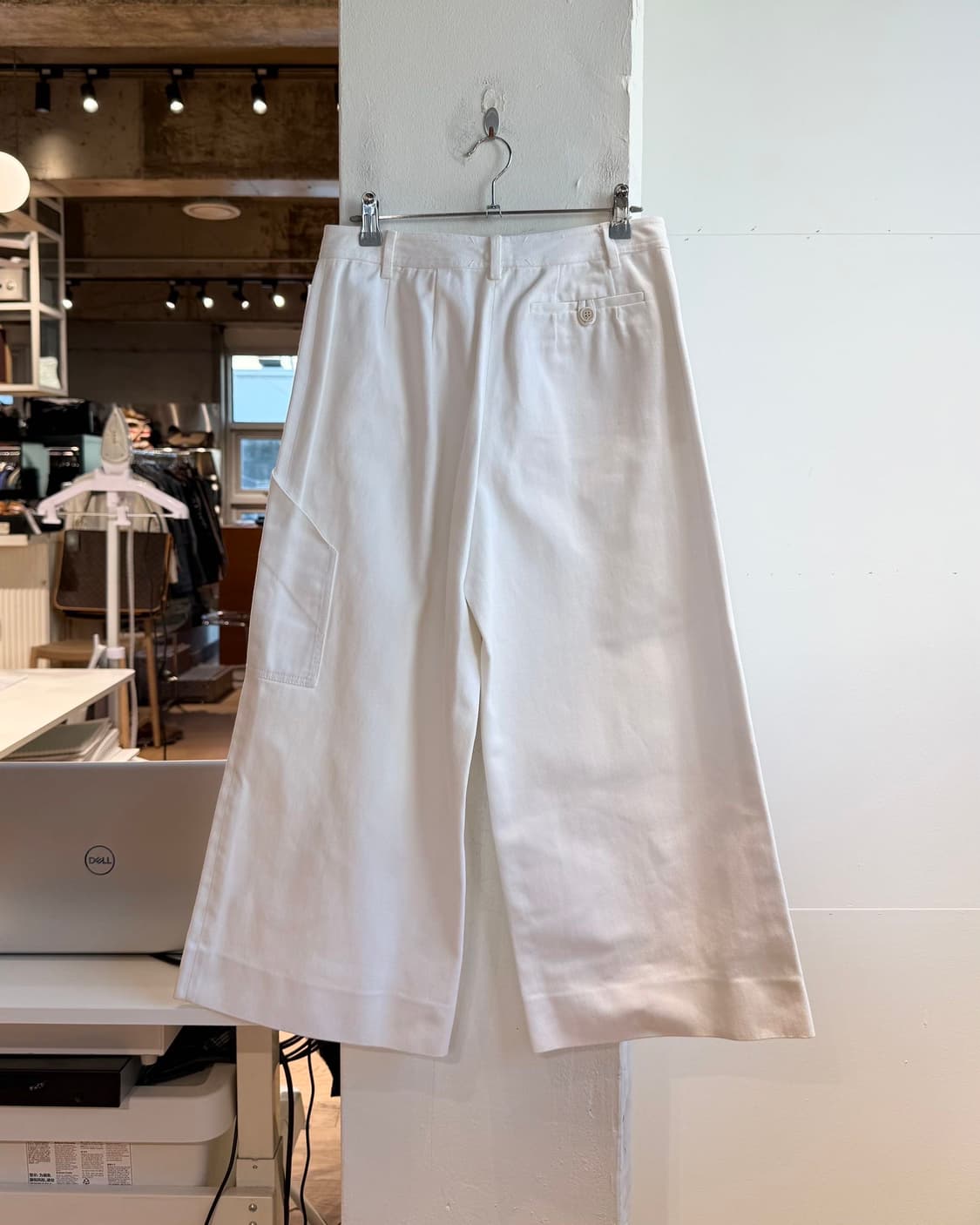 메종 마르지엘라 화이트 데님 백 스티치 와이드 팬츠  상품이미지5
