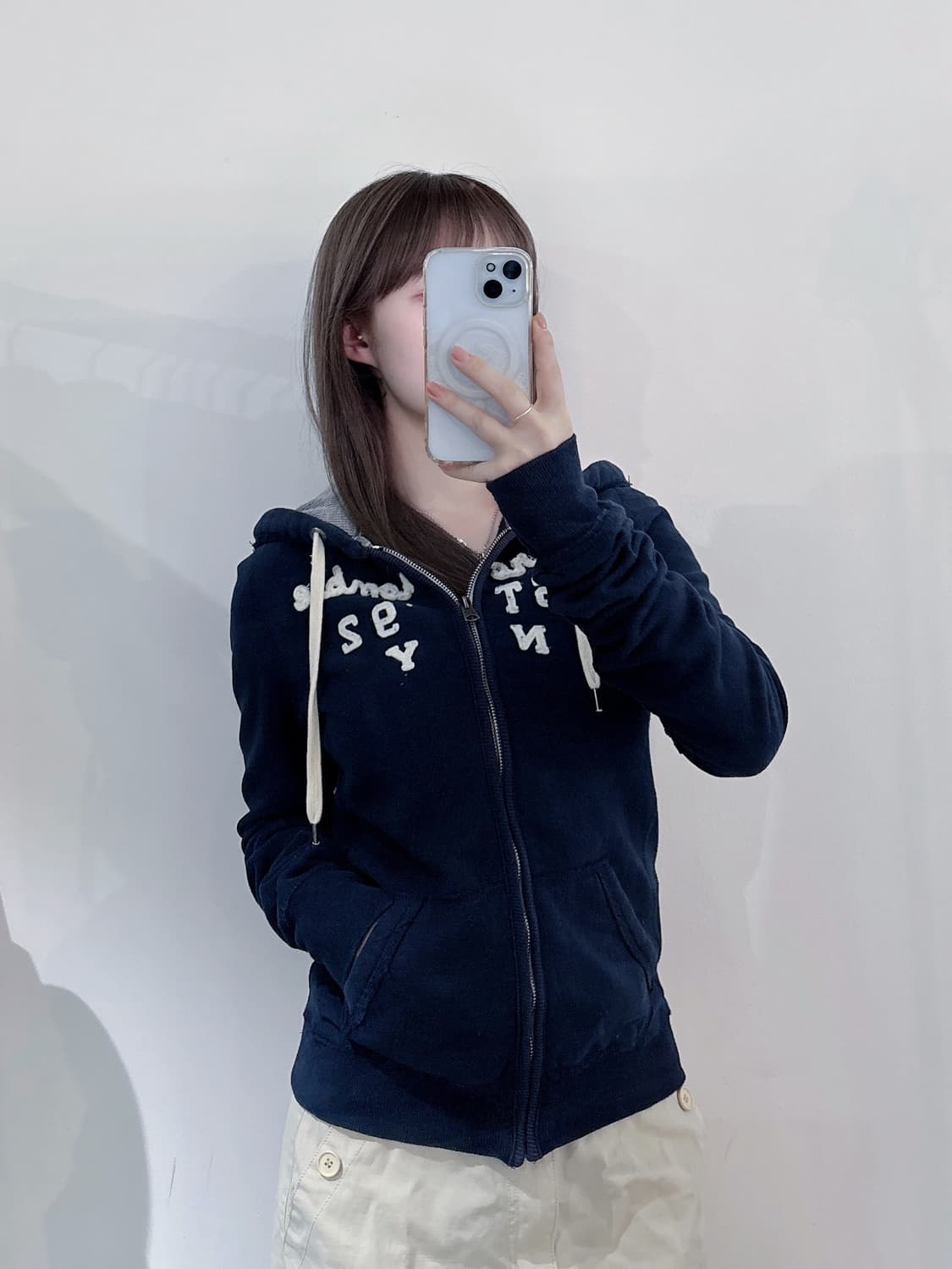 아베크롬비 빅로고 네이비 후드집업 상품이미지2