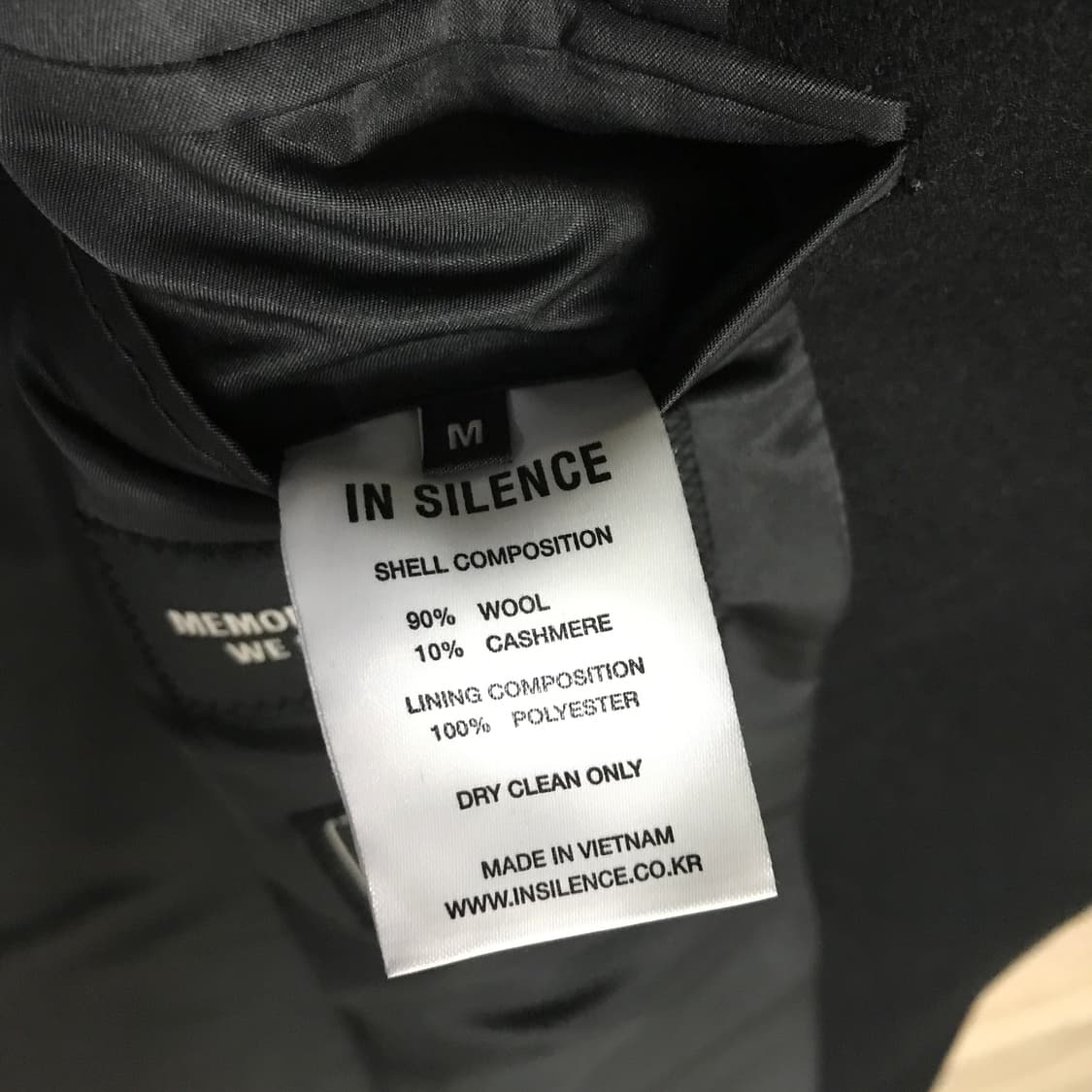 인사일런스 울 코트 M 블랙 울90% 캐시미어10% 상품이미지5