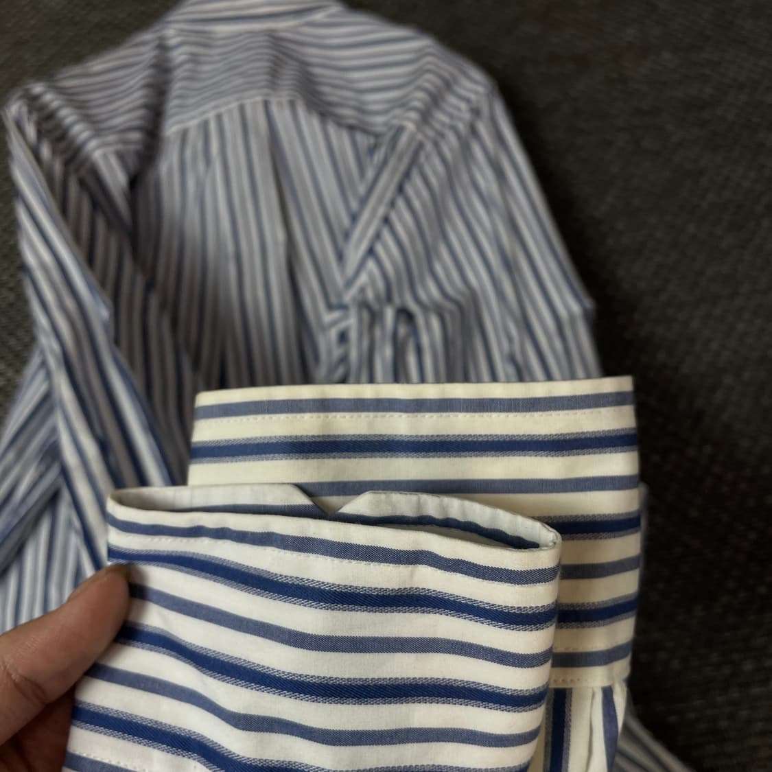 타미힐피거 블루 스트라이프 원포켓 긴팔 셔츠 S 상품이미지6