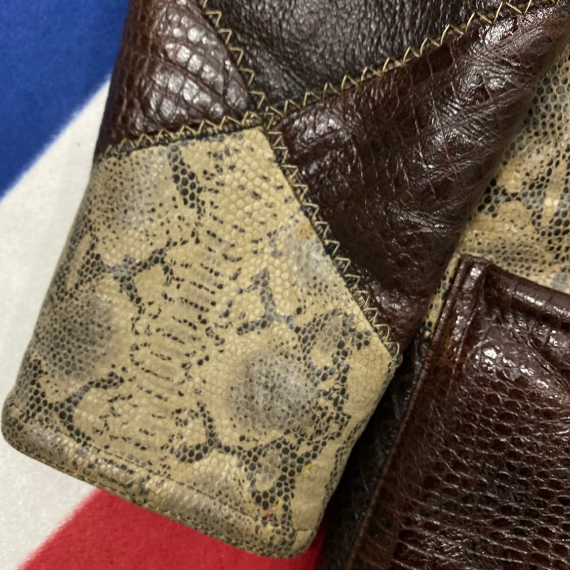 패치워크 양가죽 하프코트 실측 100 상품이미지8