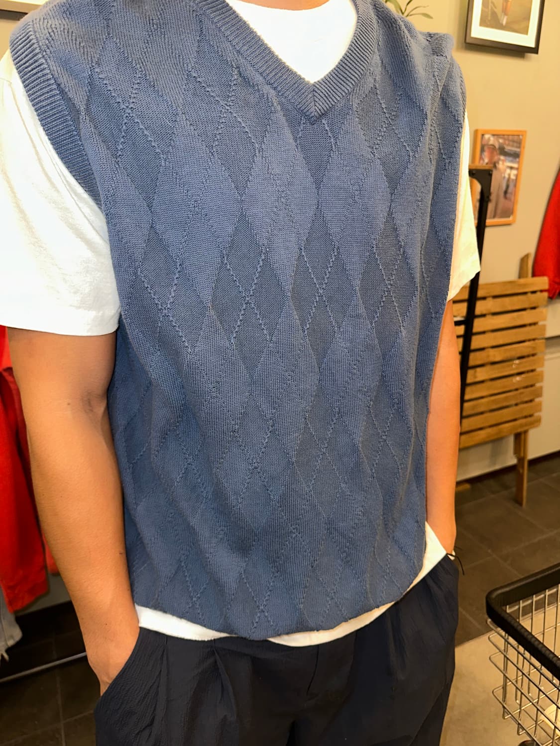 Pendleton argyle pattern blue knit vest  상품이미지5