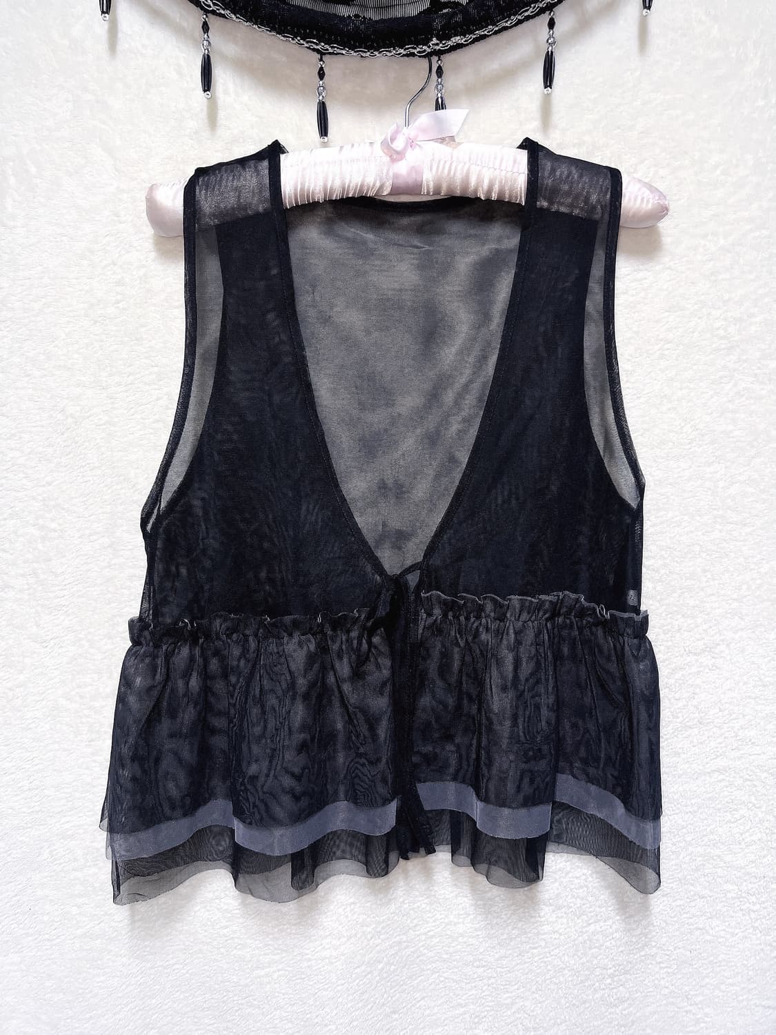 로맨틱고딕 오리엔탈 고스펑크 다크페어리 블랙시스루 프릴 조끼 베스트 상품이미지8