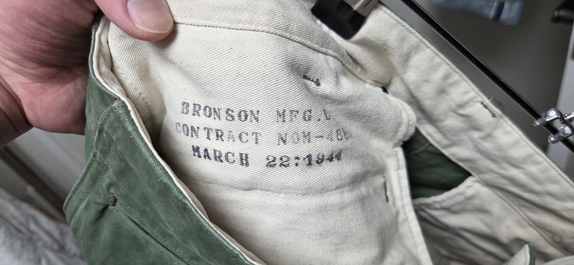 Bronson MFG.CO. 카키 와이드 면바지 38 상품이미지3