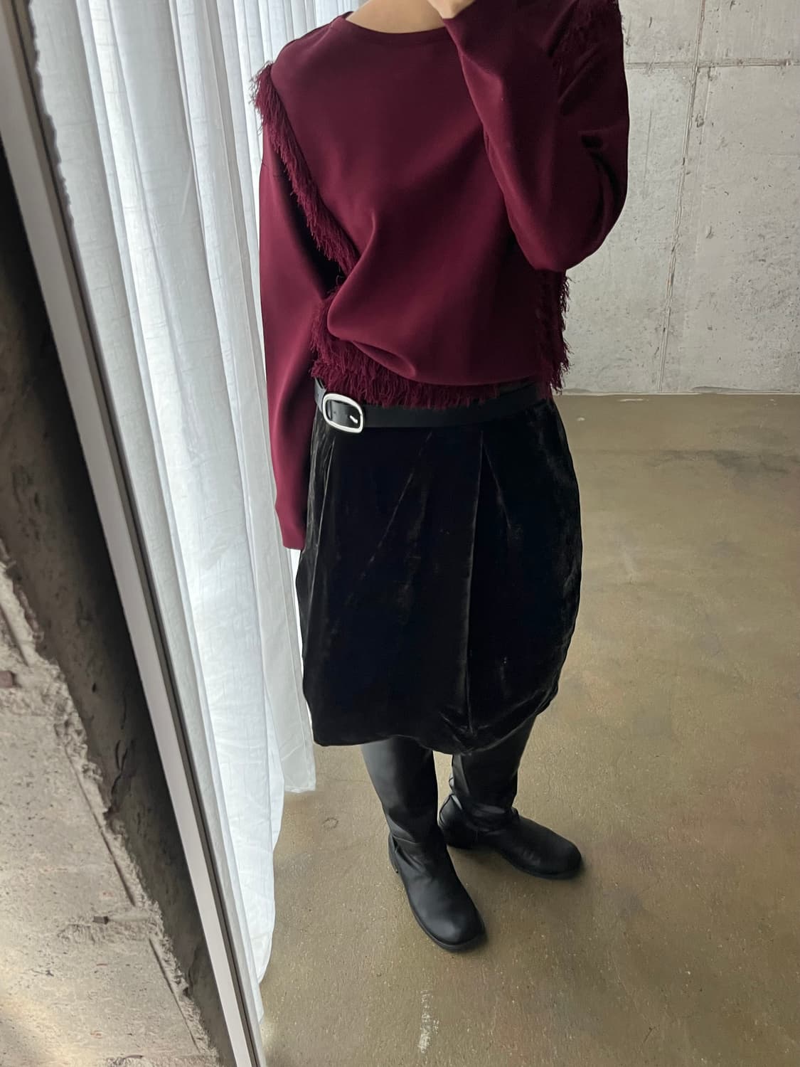 des pres 벨벳 스커트 브라운 상품이미지4