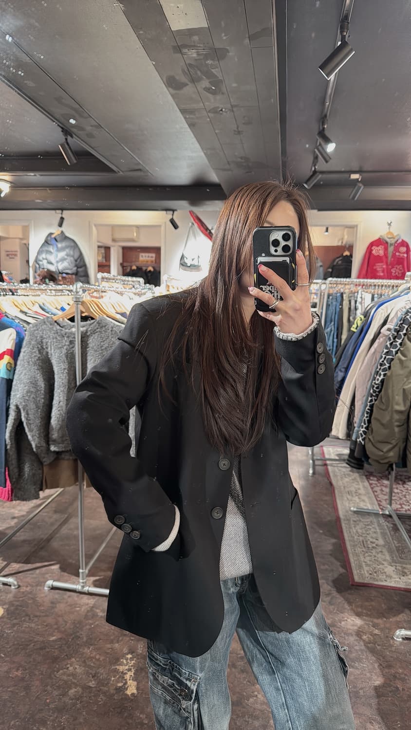 오아이오아이 oi oi COLLECTION 블랙 컷팅 블레이저 자켓 F 상품이미지6