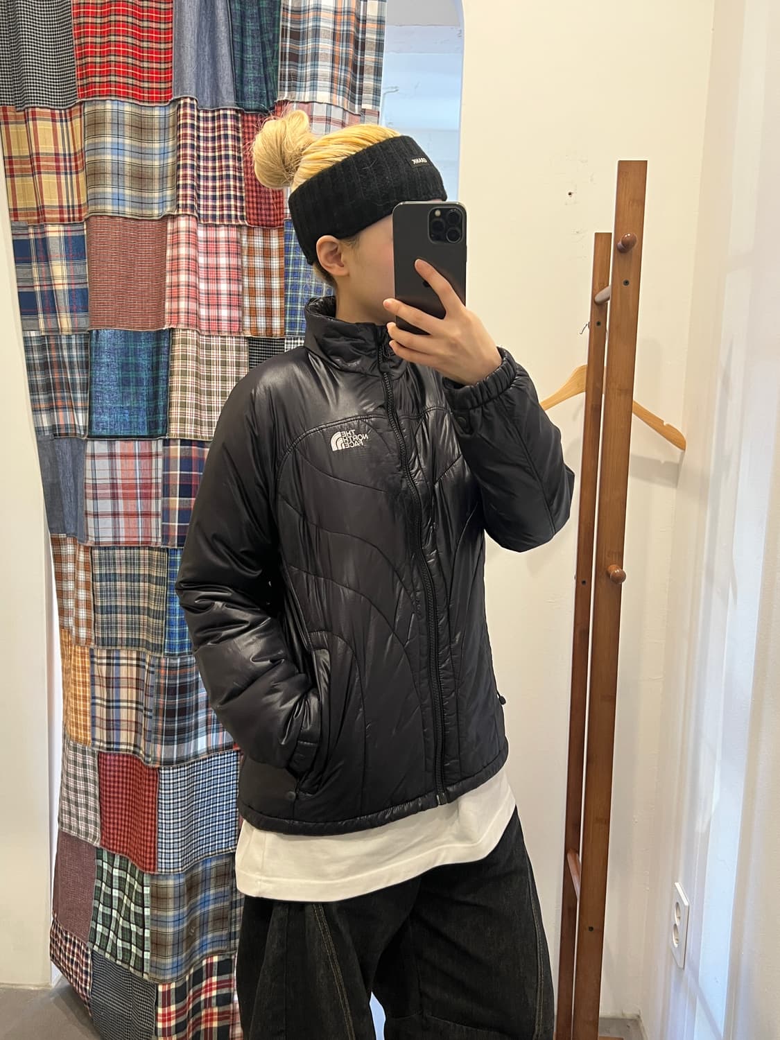 노스페이스 블랙 퀄팅 패딩 상품이미지5