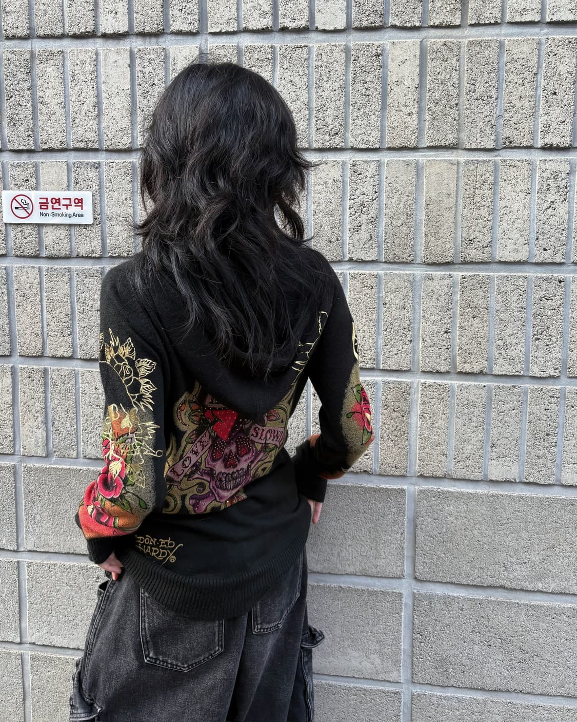 에드하디 올드스쿨 아트워크 슬림 후드집업 상품이미지8