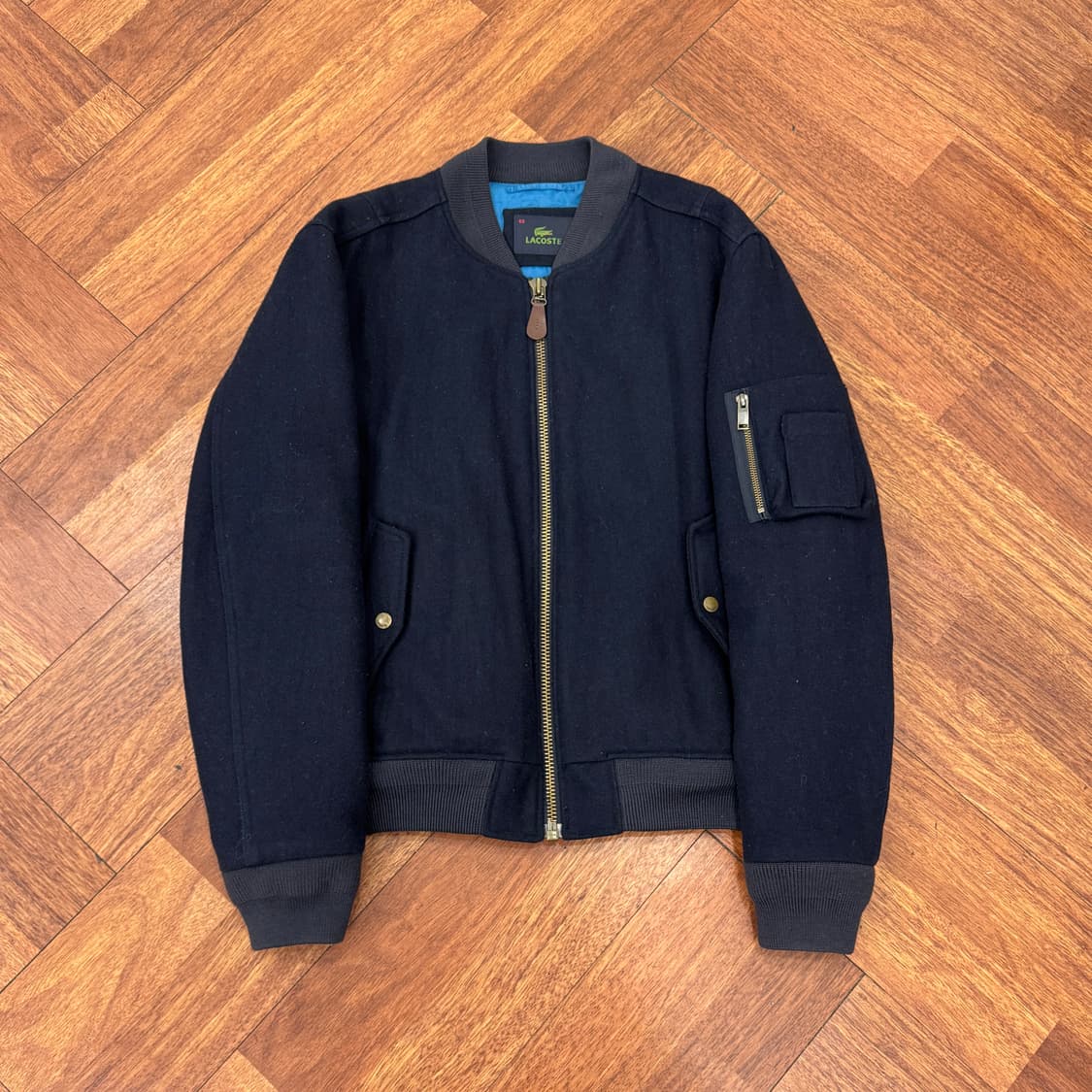 100 라코스테 네이비 울 MA-1 블루종 자켓  상품이미지1