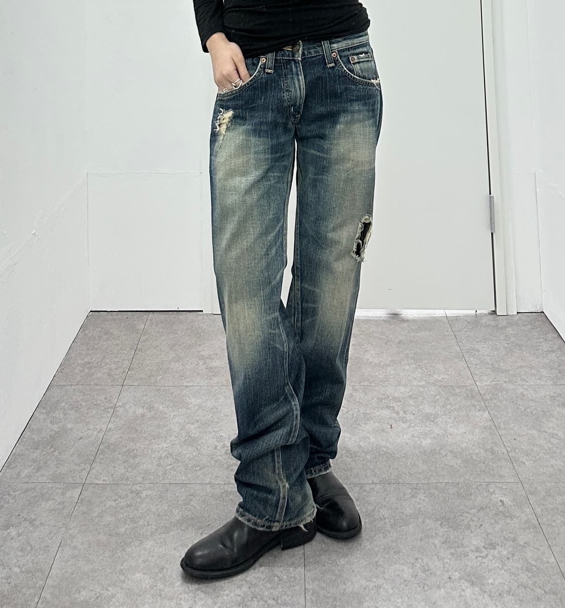 EDWIN 503 distressed washing denim pants 상품이미지2