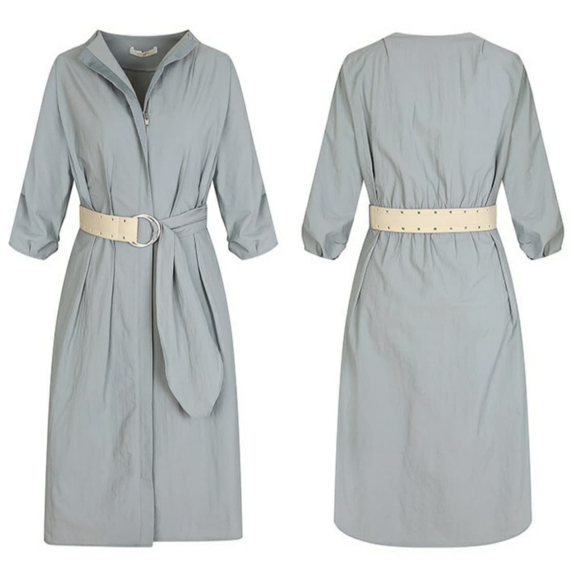 지고트 바스락원단 입체소매 턱디테일 벨티드 집업 트렌치 상품이미지8