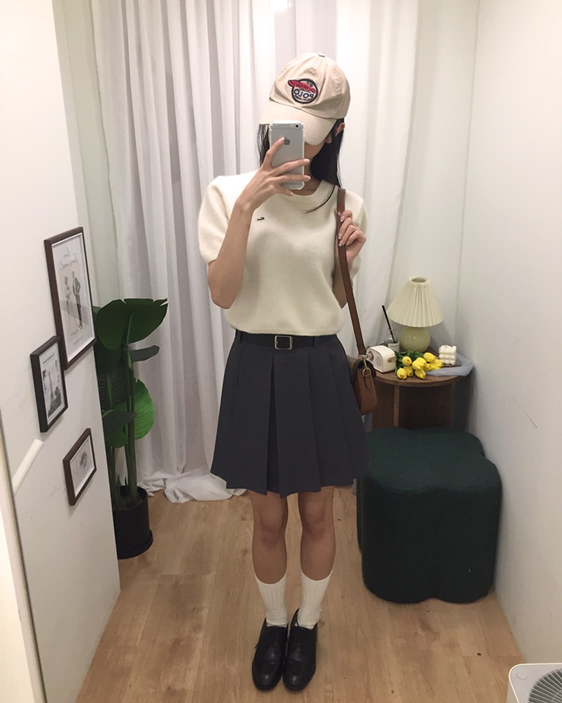 여성 라코스테 크롭 반팔니트 95 상품이미지1