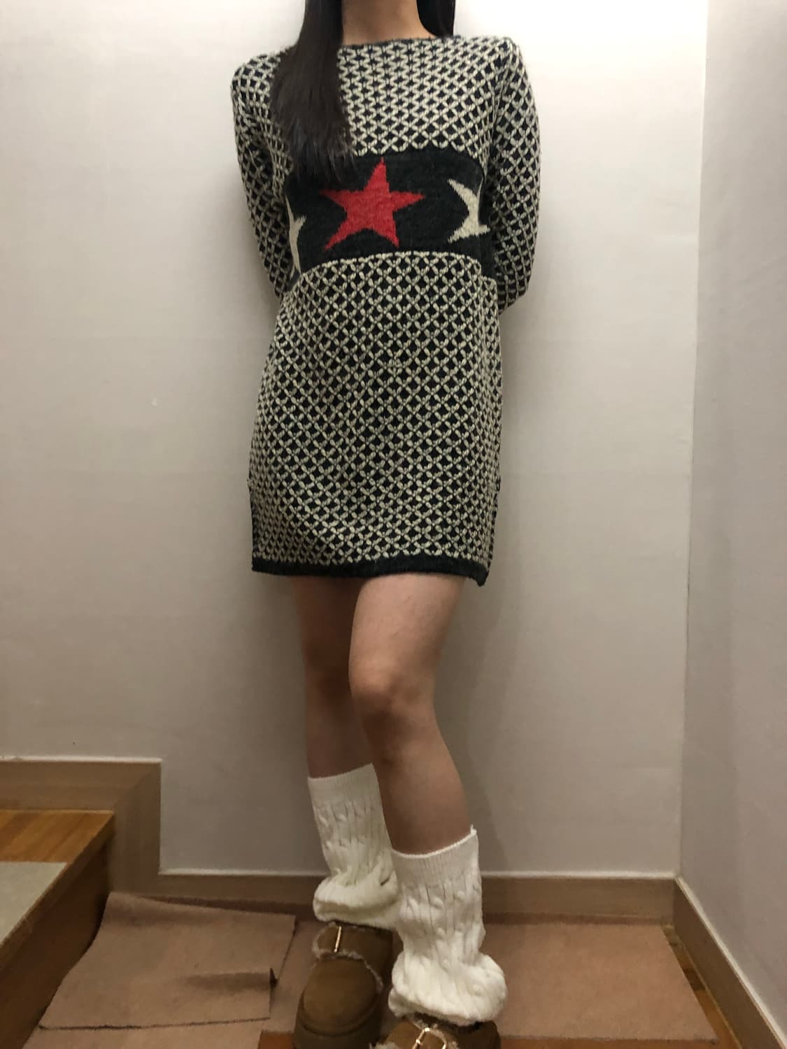 빈티지 블랙 키치 니트 원피스 상품이미지1