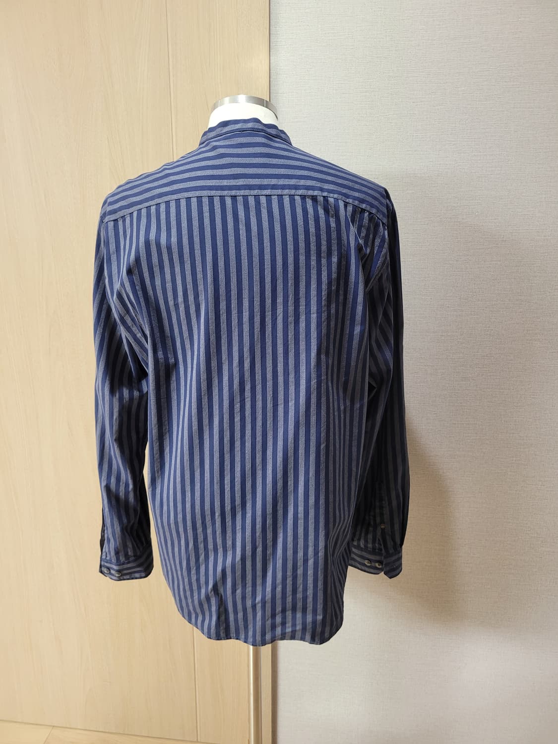 스파오 SPAO 남자 스트라이프 헨리넥 셔츠 110 네이비 상품이미지5