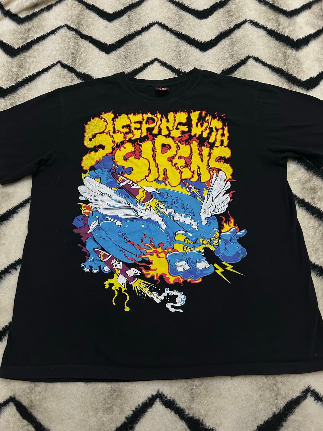 [XL]Sleeping with sirens 락 반팔/블랙/갈라짐 상품이미지2