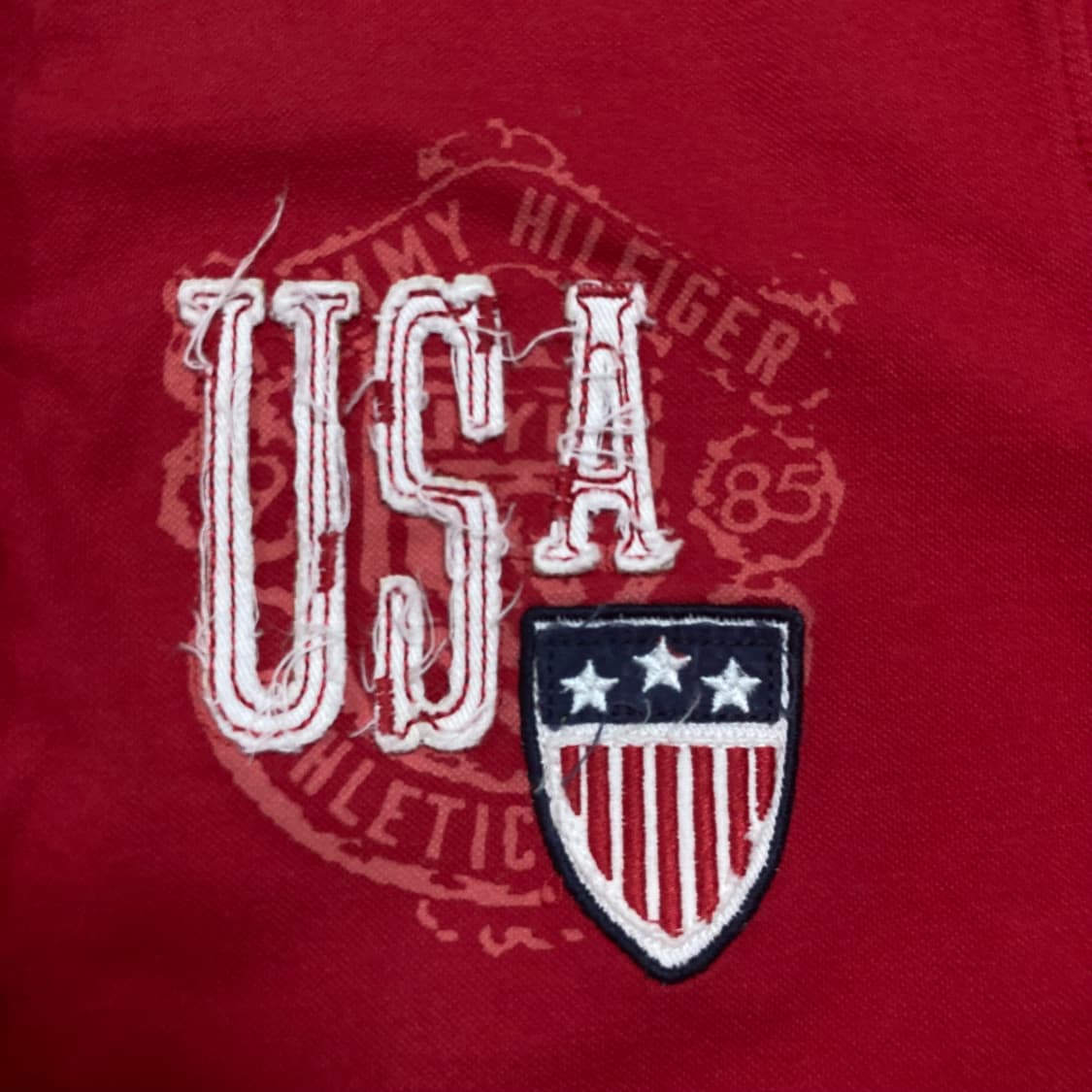 타미힐피거 USA 로고 y2k 레드 카라 반팔티 상품이미지3