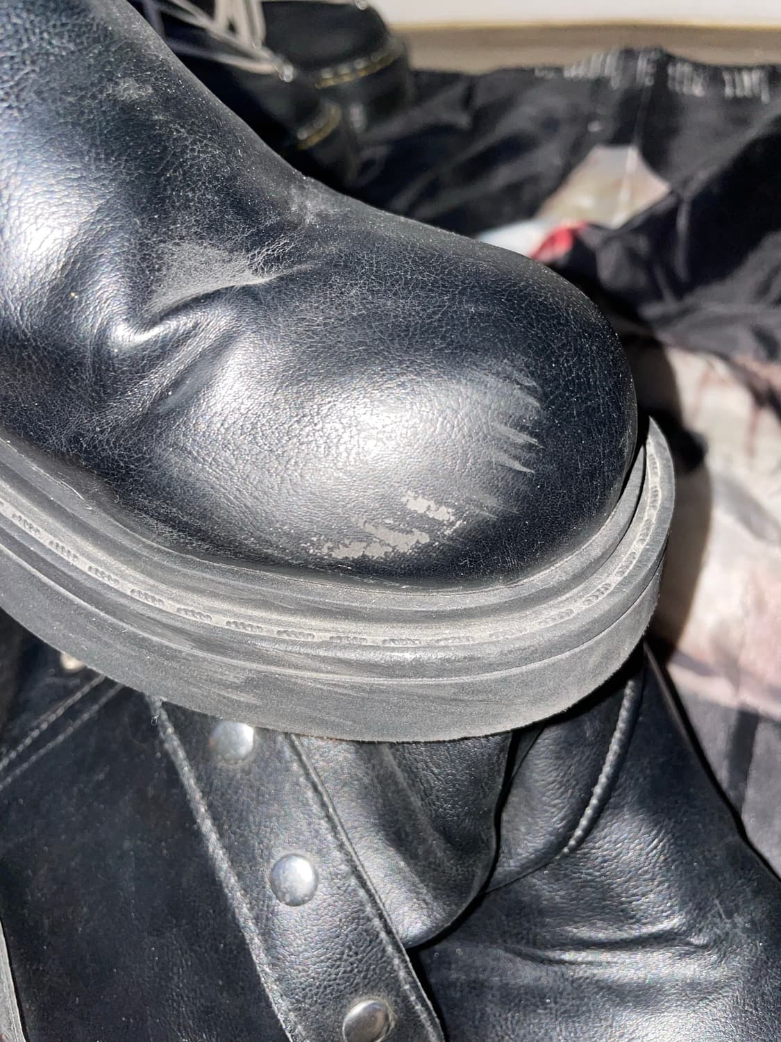 Vkei 00s Stud Belted Boots 스터드펑크레더부츠 40 상품이미지6