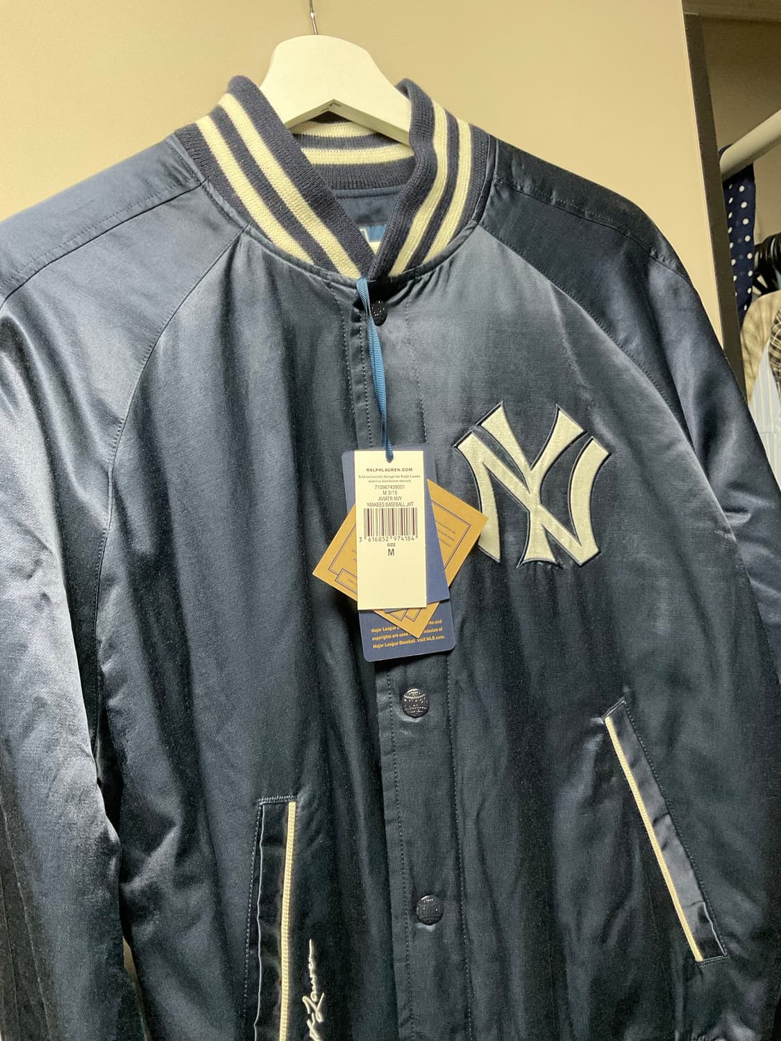 폴로 랄프로렌 MLB 뉴욕 양키스 새틴 바시티 자켓 네이비 M 상품이미지3