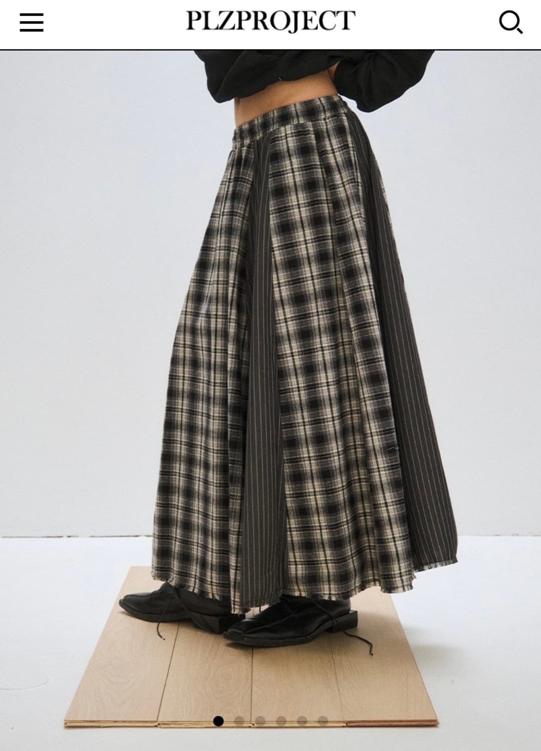 플리즈프로젝트 오버 체크 맥시스커트 블랙 상품이미지1