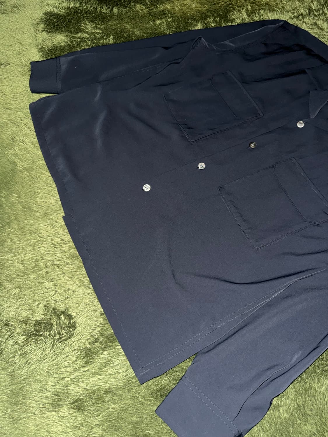 [S] BEAMS JAPAN 빔즈 오픈카라 폴리 셔츠 블랙 상품이미지5