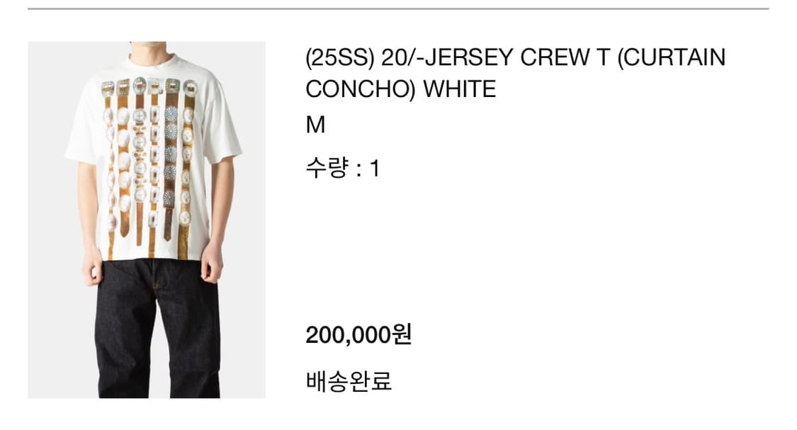 캐피탈 20 크루 티셔츠 화이트 M사이즈 새상품 상품이미지2