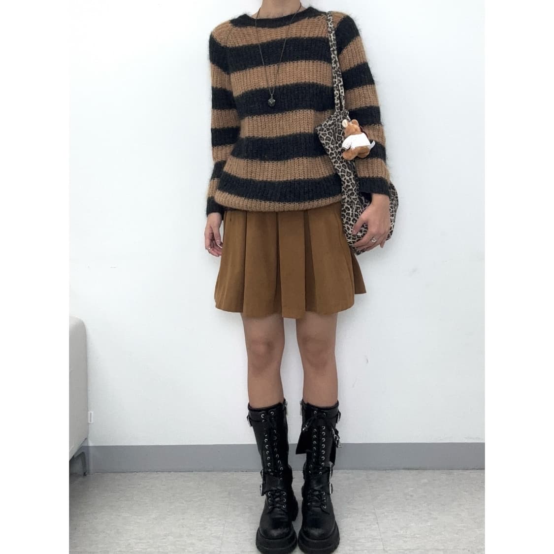 빈티지 브라운 플리츠 스커트 상품이미지1