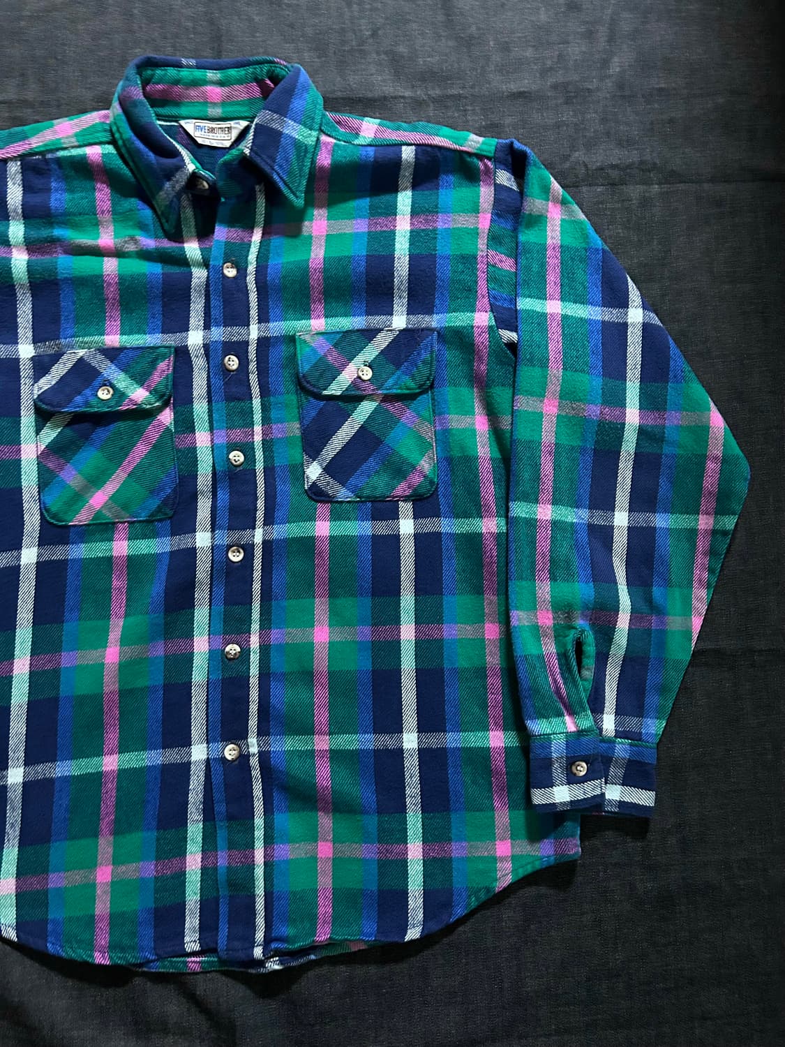 7~80s Five Brother 플란넬 체크 셔츠 Made in USA 상품이미지2