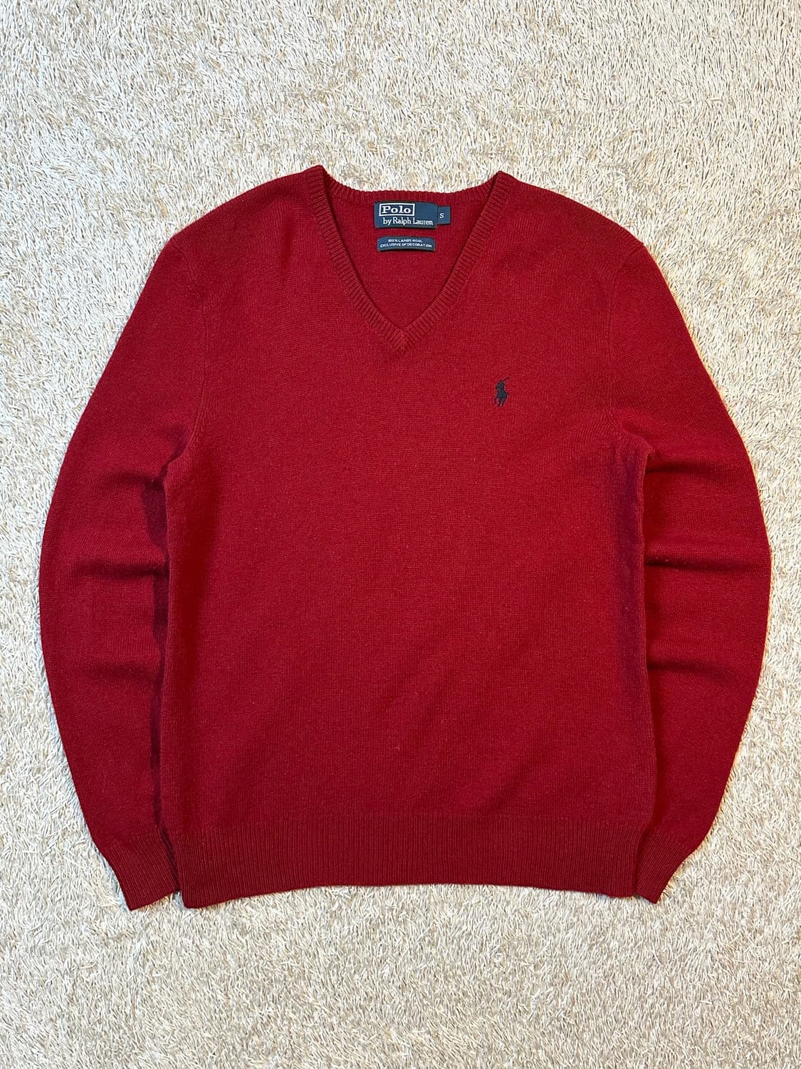폴로 랄프로렌 네이비포니 램스울 브이넥 니트 레드 상품이미지1