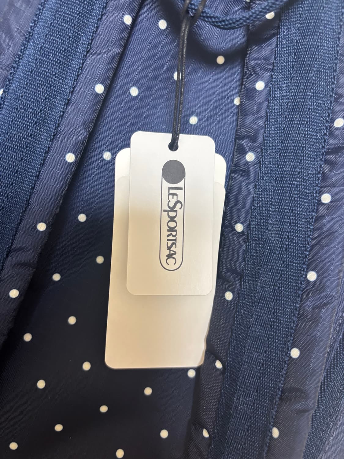 미사용 새상품 레스포삭 네이비 땡땡이 도트 백팩 상품이미지2