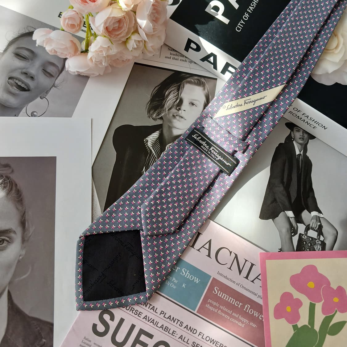 살바토레 페라가모 마우스 모티브 넥타이 8.7cm B등급 A19765 상품이미지4