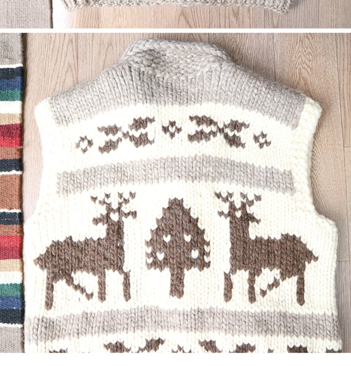 캐나다 핸드메이드 양모100% 인디언 코위찬 베스트 스웨터  상품이미지7