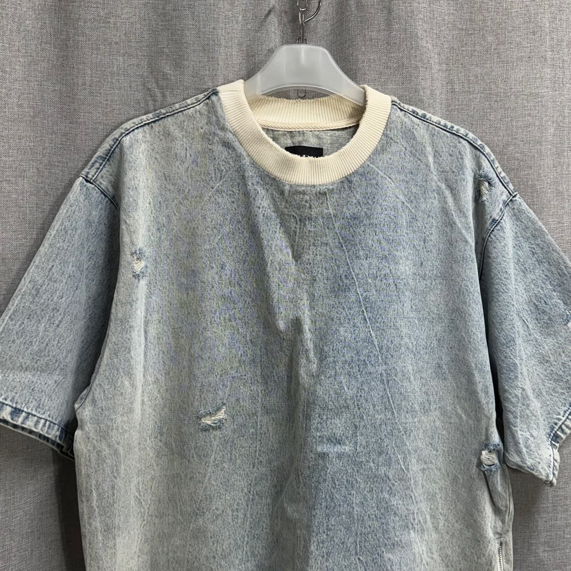 자라 zara 오버핏 데님 워싱 반팔 맨투맨 상품이미지4