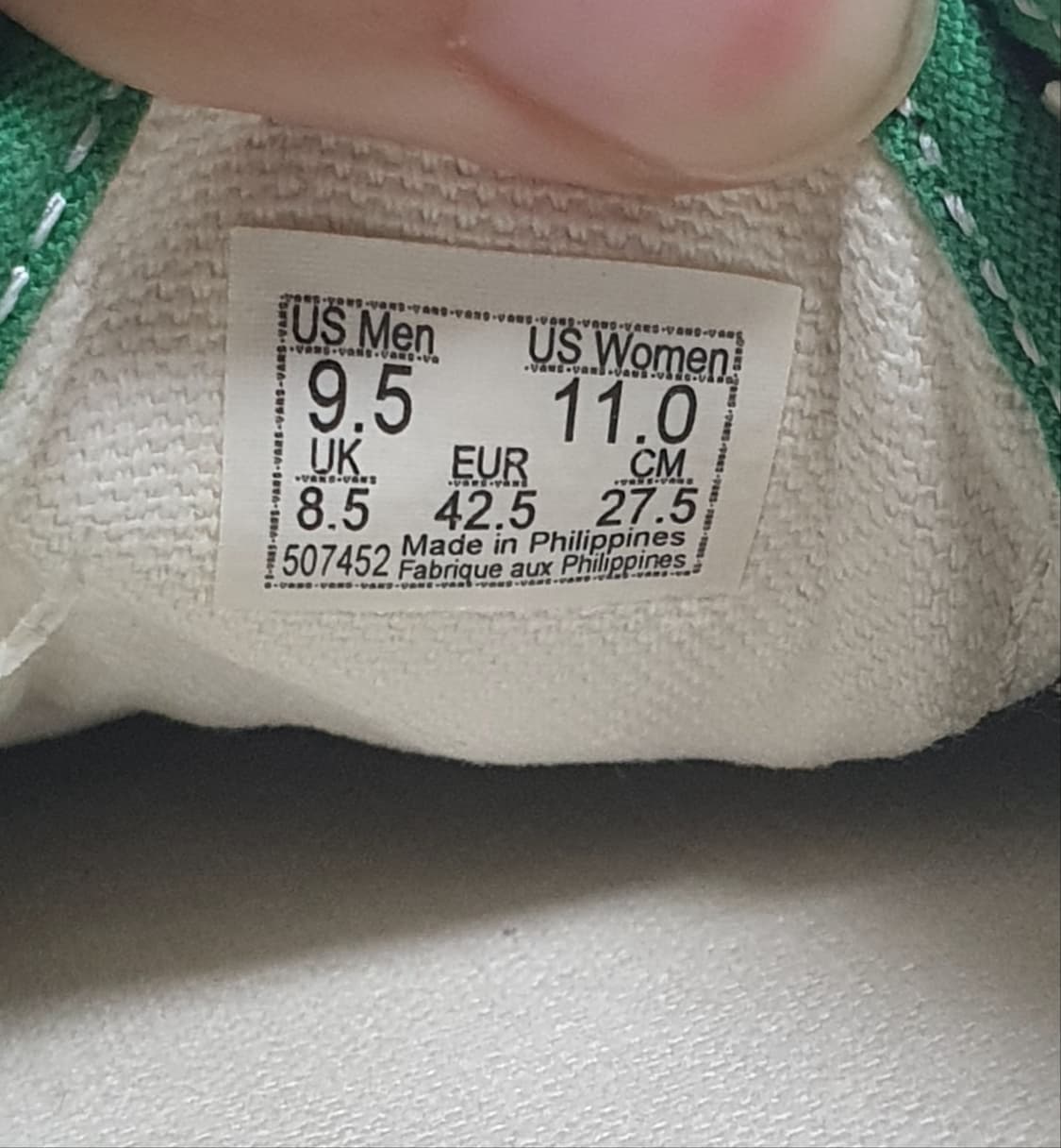택포가 275mm 반스 뮬 어센틱 그린 스니커즈 상품이미지9