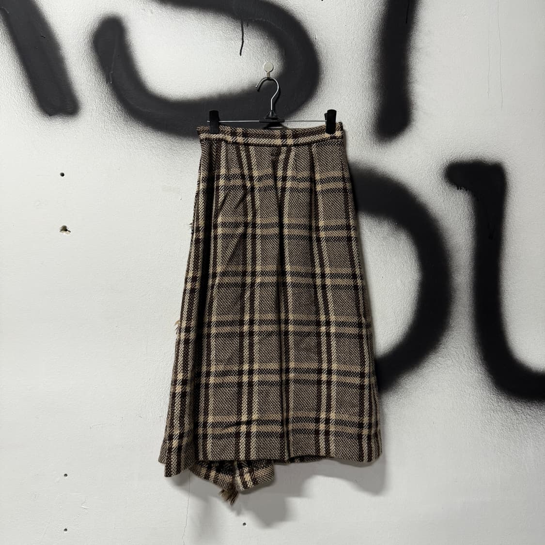 VTG 빈티지 울 혼방 레이어드 디테일 체크 스커트 상품이미지2