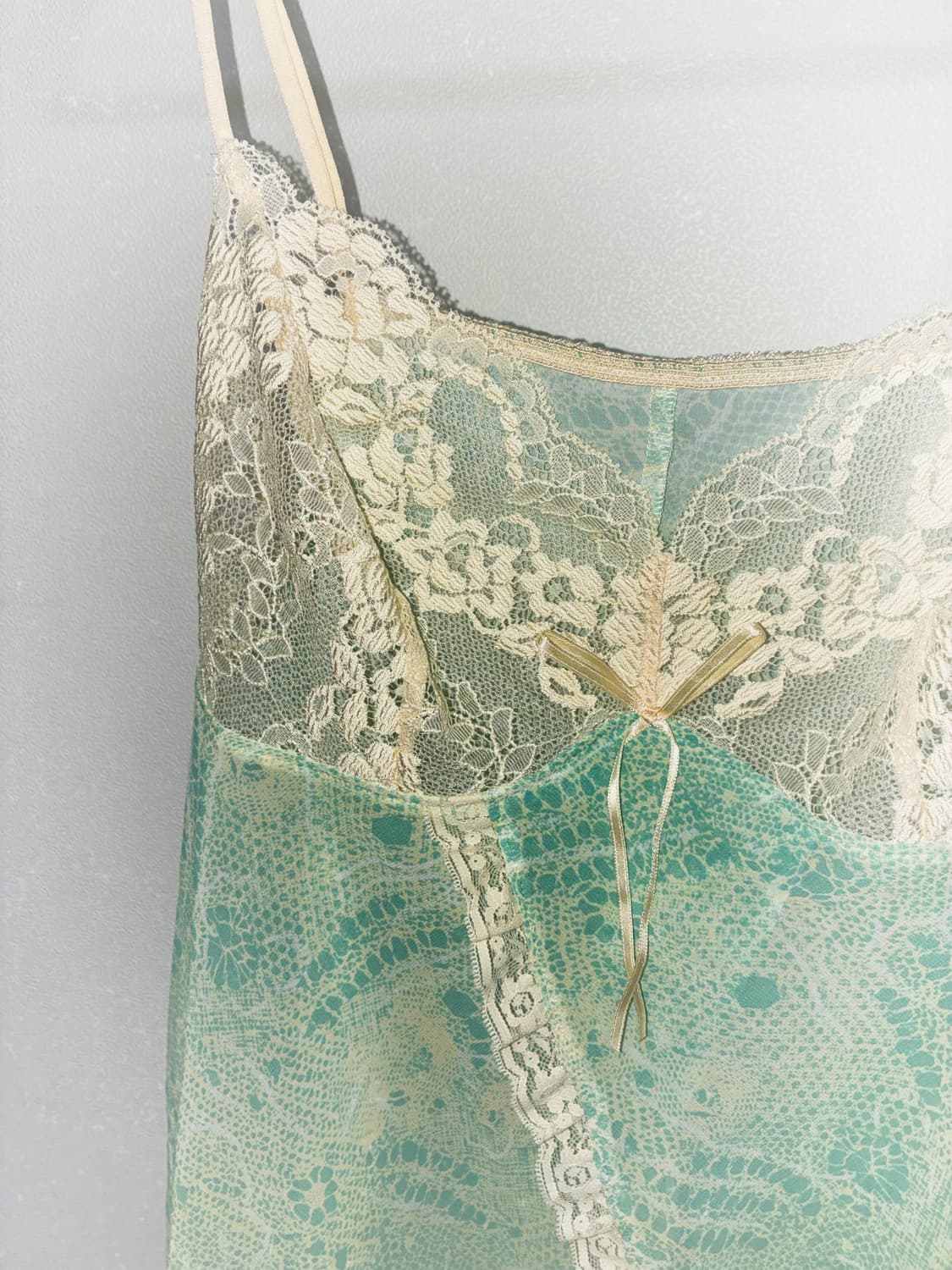 일본 빈티지 페어리 민트 레이스 슬립탑 상품이미지2
