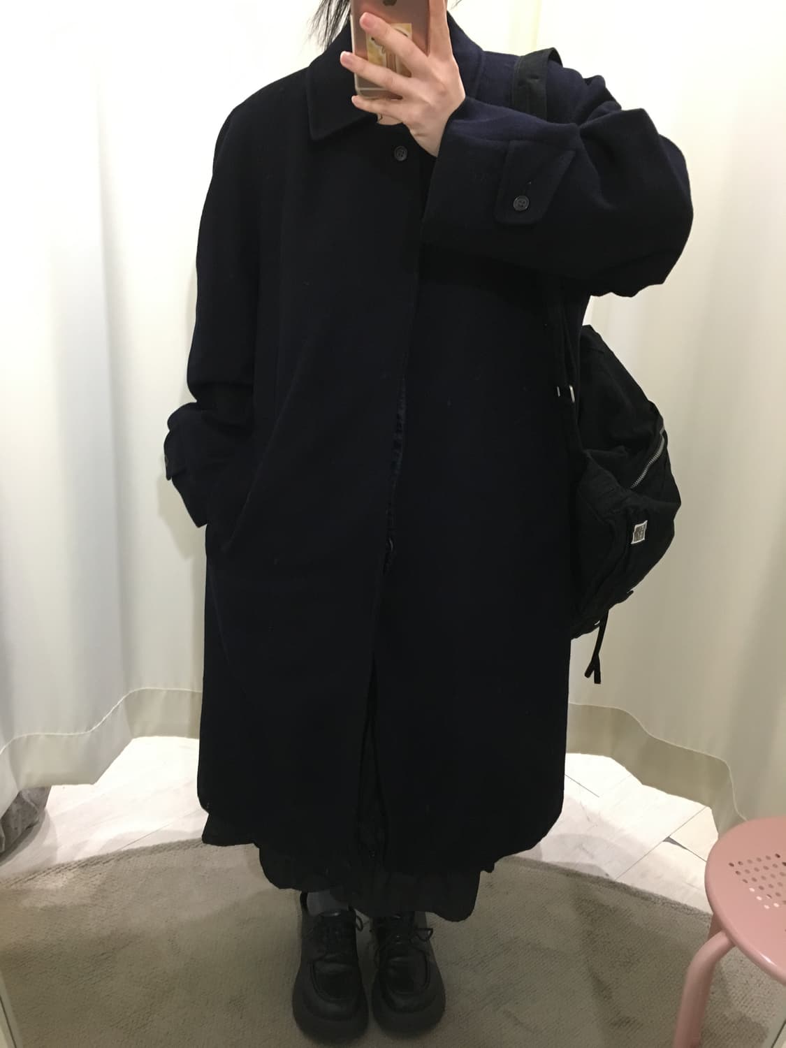 다크네이비 캐시미어 롱코트 상품이미지6