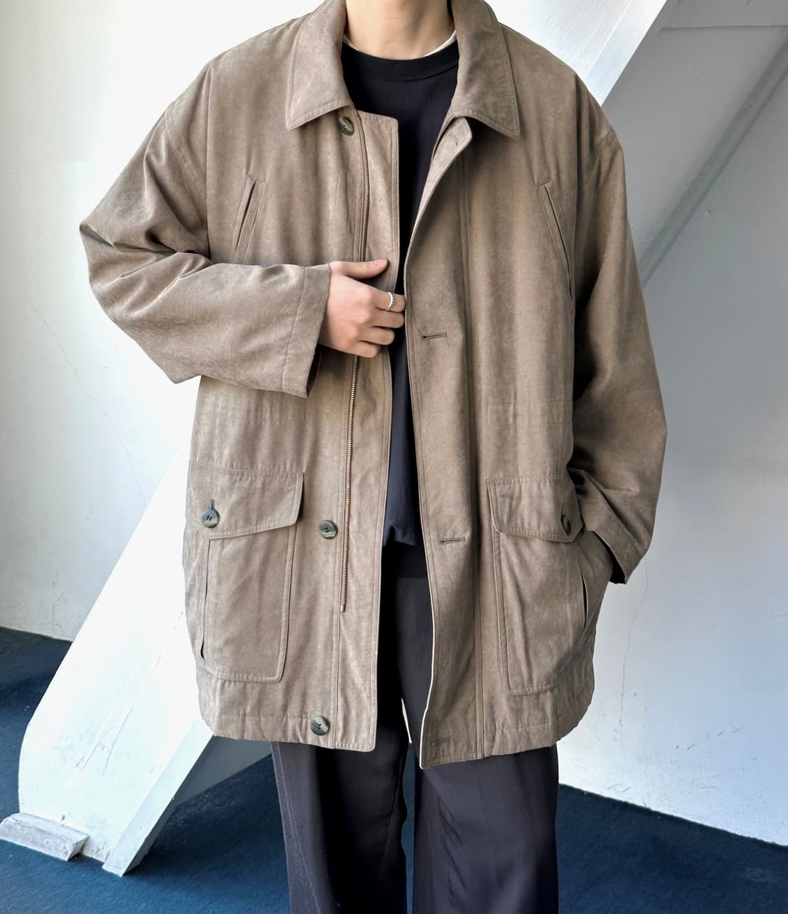 Fake suede high count padded mil mid coa 상품이미지5