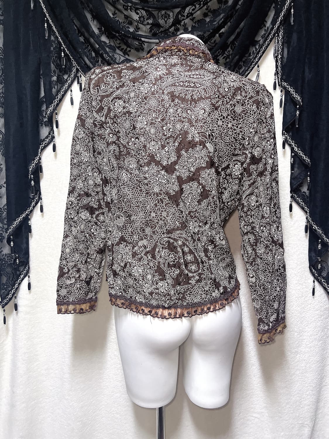 오리엔탈 페어리 플라워패턴 시스루 브라운 레이스 자켓 핀터 모리 그런지 상품이미지7