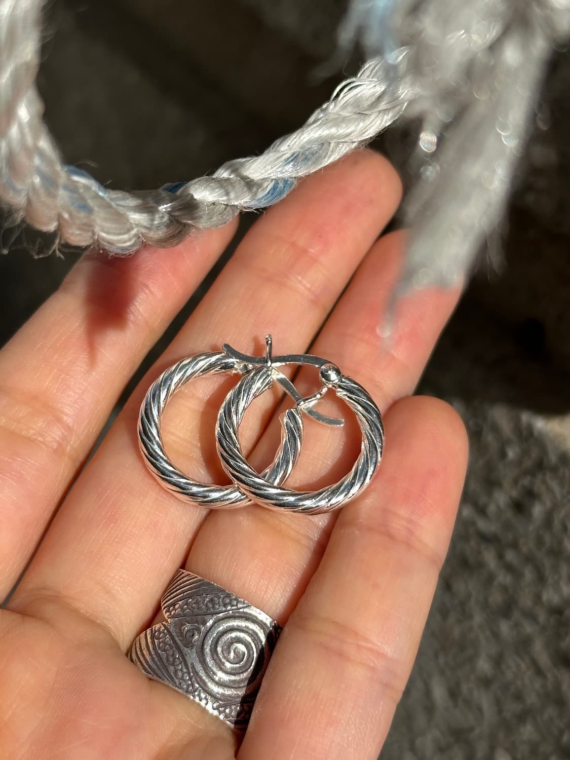 Twisted Rope Hoop 925 Silver Earrings 상품이미지1