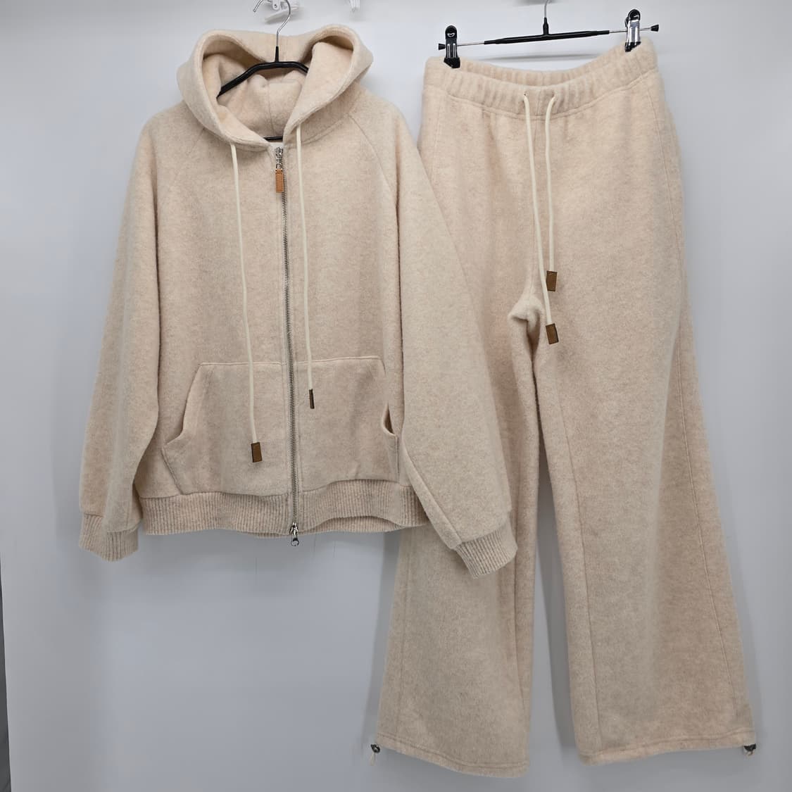 아이보리 후드집업 와이드 트레이닝 세트  상품이미지1