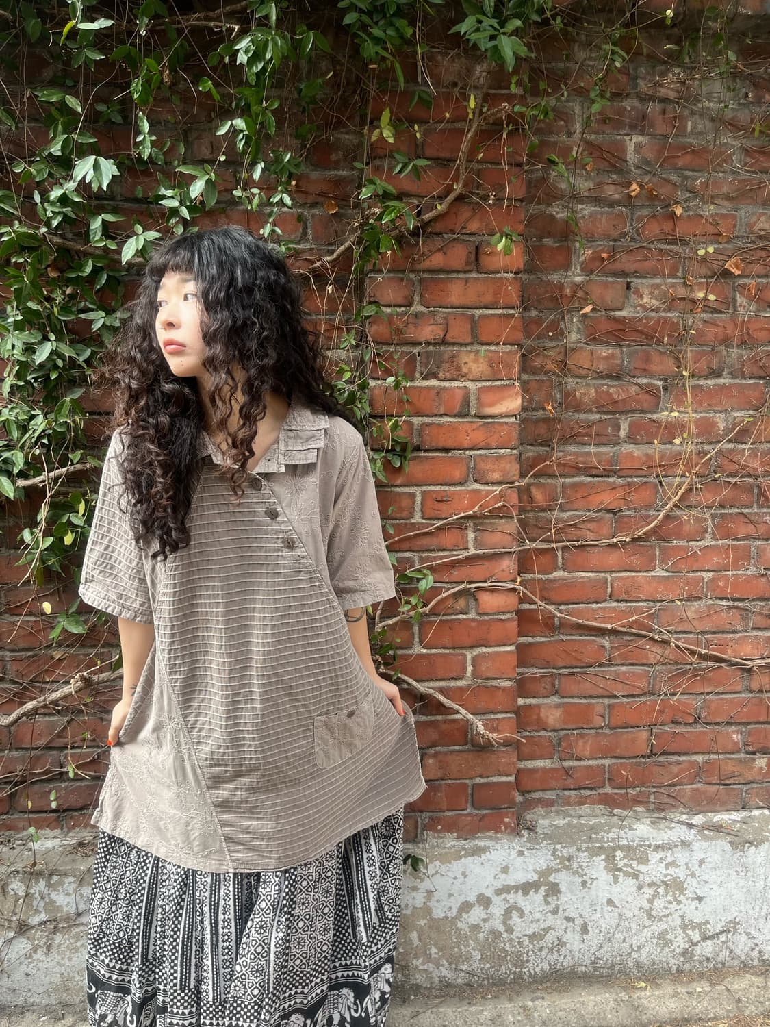 일본 빈티지 패치워크 미디 원피스 상품이미지2