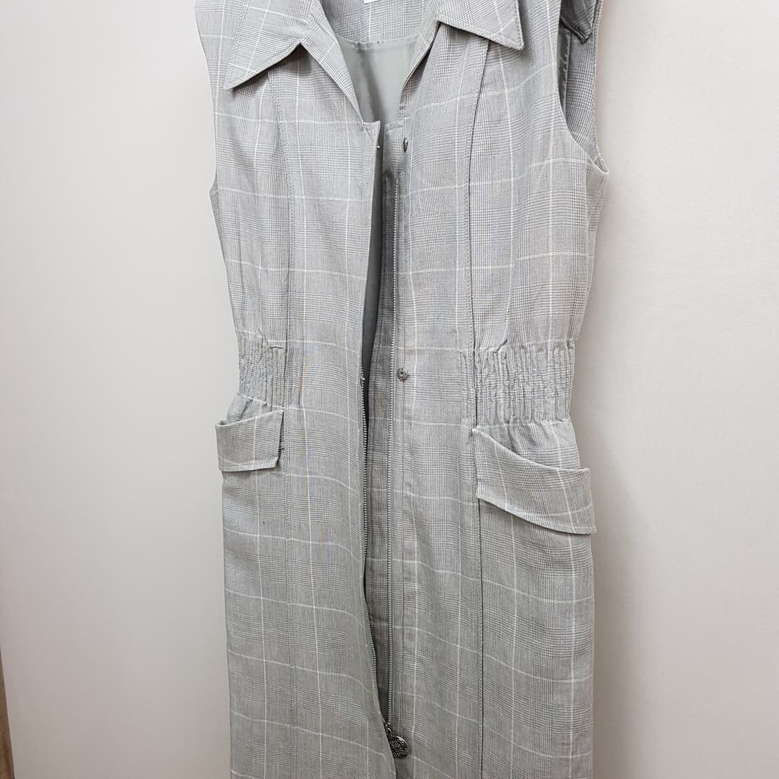 한섬 TIME 타임  체크 슬리브리스 린넨 원피스 F사이즈 상품이미지4