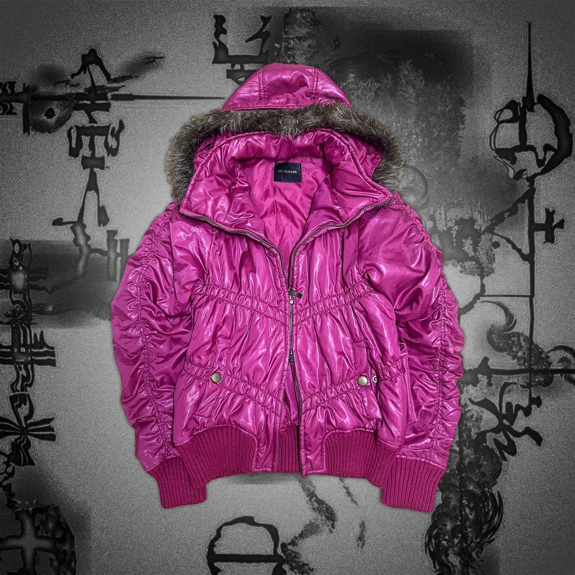 Y2K 갸루 핫핑크 퍼 투웨이 숏패딩 상품이미지1