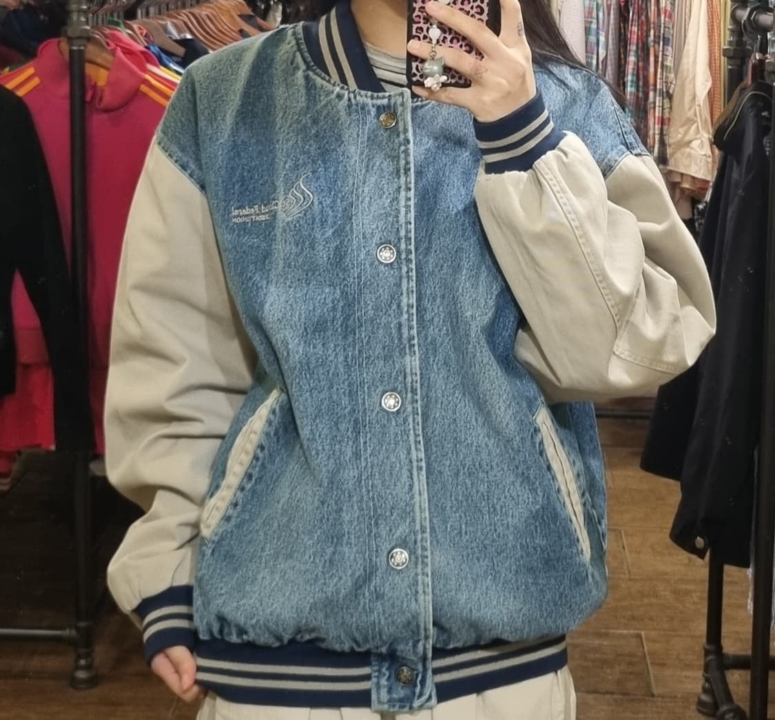 [Hi] vtg 빈티지 데님 바시티 자켓 블루 상품이미지1