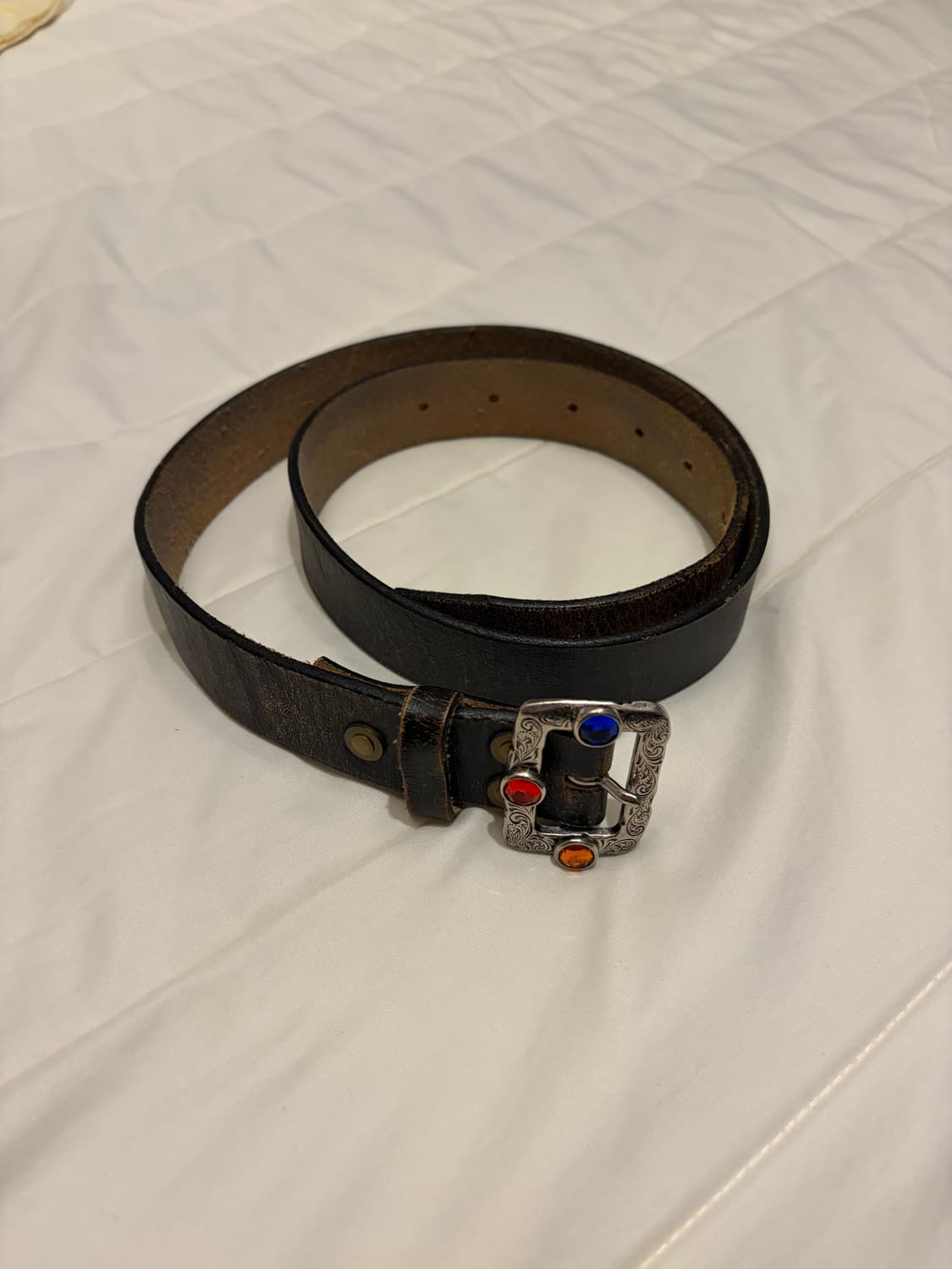 [os] 캐피탈 오일드 레더 잼스톤 벨트 상품이미지2